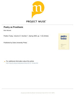 Poetry as Prosthesis - ASK