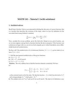 MATH 141 &ndash; Tutorial 1 (with solutions)