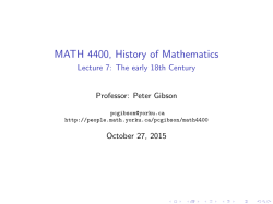MATH 4400, History of Mathematics