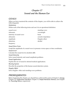 Chapter 17 Sound and the Human Ear GOALS PREREQUISITES