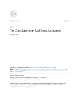 Tax Considerations in Real Estate Syndication