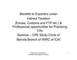 Benefits to Exporters under Indirect Taxation