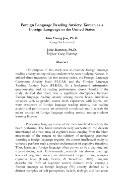 Foreign Language Reading Anxiety: Korean as a