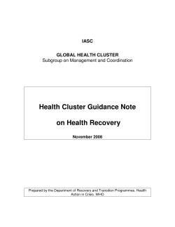 Health Cluster Guidance Note on Health Recovery