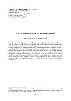 PROMOTING DECENT WORK FOR MIGRANT WORKERS