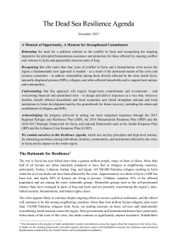 The Dead Sea Resilience Agenda
