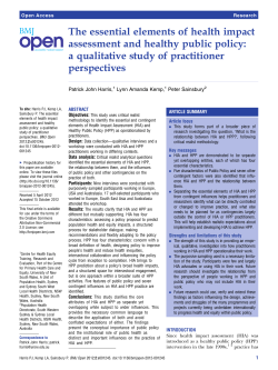 The essential elements of health impact assessment and healthy