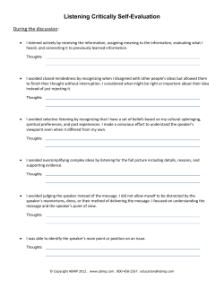 Listening Critically Self-Evaluation