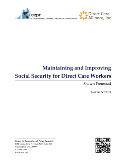 Maintaining and Improving Social Security for Direct Care Workers