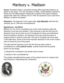 Marbury v. Madison - Mrs. Hopkins History Class