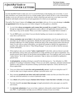 A QuickRef Guide to COVER LETTERS