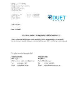 30 March 2016 ASX RELEASE UPDATE ON ENERGY