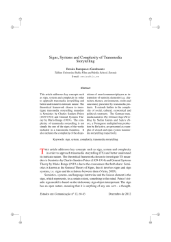 Signs, Systems and Complexity of Transmedia Storytelling