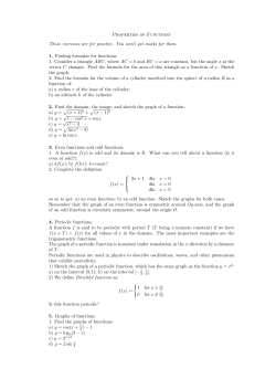 Properties of Functions These exercises are for practice. You won`t