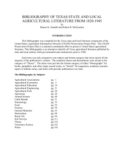 bibliography of texas state and local agricultural