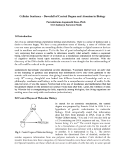 Cellular Sentience &ndash; Downfall of Central Dogma and Atomism in