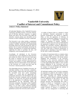 Vanderbilt University Conflict of Interest and Commitment Policy