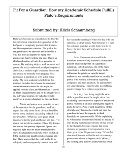 Fit For a Guardian: How my Academic Schedule Fulfills Plato`s