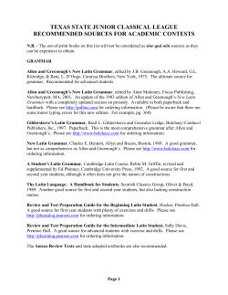 Source List - The Texas State Junior Classical League