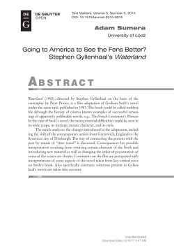 Going to America to See the Fens Better? Stephen Gyllenhaal`s