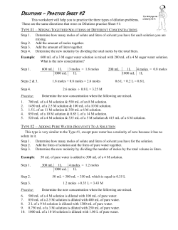 Dilutions &ndash; Practice Sheet