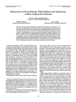 Effectiveness of Psychotherapy With Children and Adolescents: A
