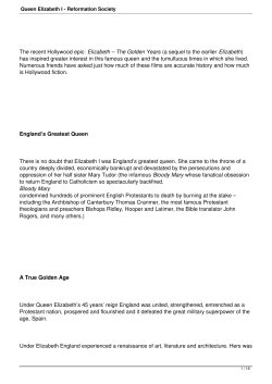 Queen Elizabeth I - Reformation Society