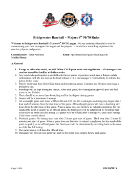 Bridgewater Baseball – Majors 6 50/70 Rules