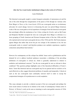 After the Neo Avant-Garde: institutional critique in the works