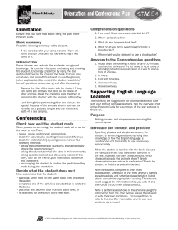Orientation and Conferencing Plan Stage 4