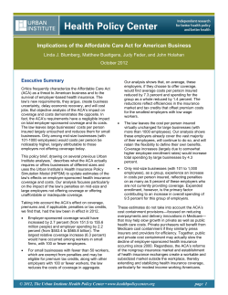 Implications of the Affordable Care Act for American Business