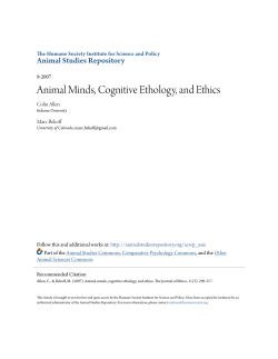 Animal Minds, Cognitive Ethology, and Ethics