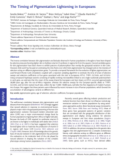 The Timing of Pigmentation Lightening in Europeans Article Fast Track