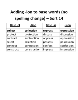 Adding -ion to base words (no spelling change) &ndash; Sort 14