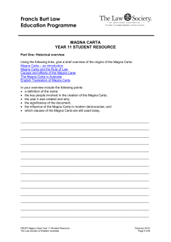 Magna Carta Student Resource - Law Society of Western Australia