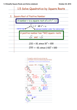1.5 Simplify Square Roots and Solve.notebook
