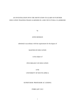 i AN INVESTIGATION INTO THE MOTIVATION TO LEARN OF