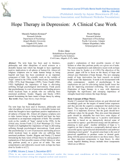 Hope Therapy in Depression: A Clinical Case Work