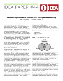 The Learning Portfolio: A Powerful Idea for Significant