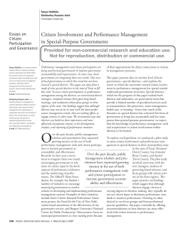 Citizen Involvement and Performance Management in Special