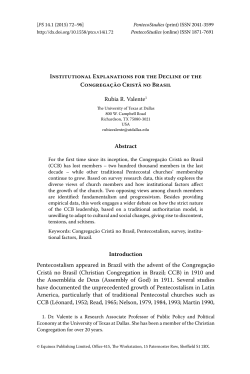 Institutional Explanations for the Decline of the Congrega&ccedil;&tilde;ao Crist