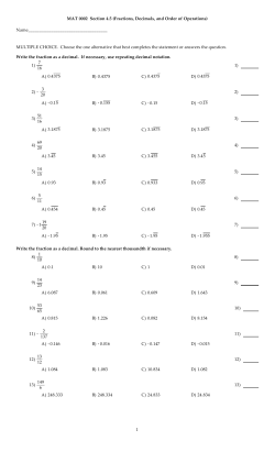 MAT 0002 Section 4.5 (Fractions, Decimals, and Order of Operations