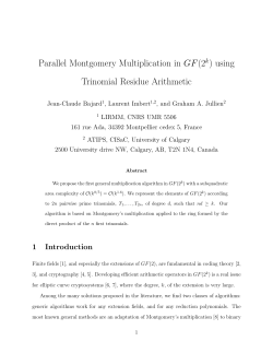Parallel Montgomery Multiplication in GF(2 ) using Trinomial