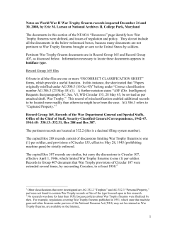 Notes on War Trophy firearm records from World War II at National
