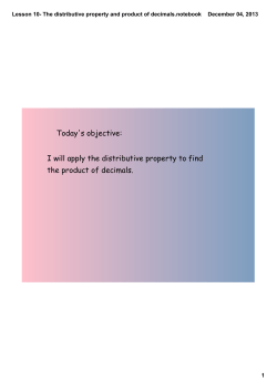 Lesson 10- The distributive property and product of decimals.notebook