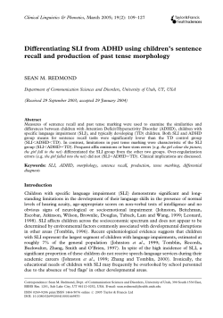 Differentiating SLI from ADHD using children`s sentence recall and