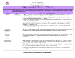 English Language Arts Grade 11 &ndash; 1st Quarter
