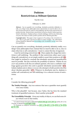 Dadaism: Restrictivism as Militant Quietism