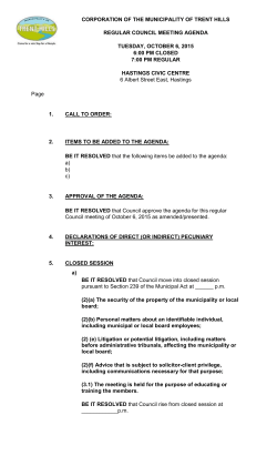 corporation of the municipality of trent hills regular council meeting