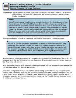 English II: Writing: Module 3: Lesson 2: Section 5 Graphic Organizer